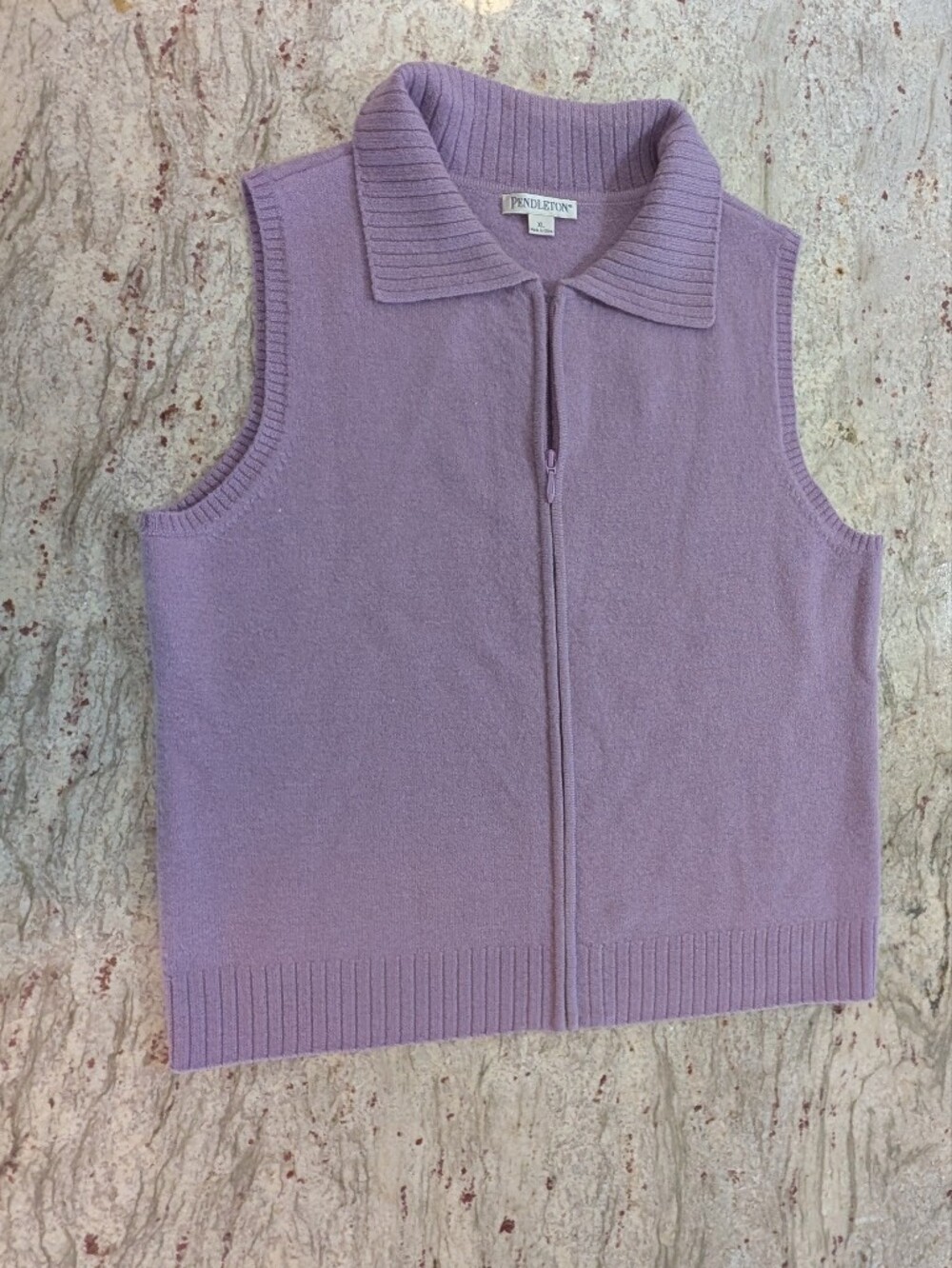100% Wool Pendleton Women's Vintage Purple Zipper Vest Knit Size Extra Large